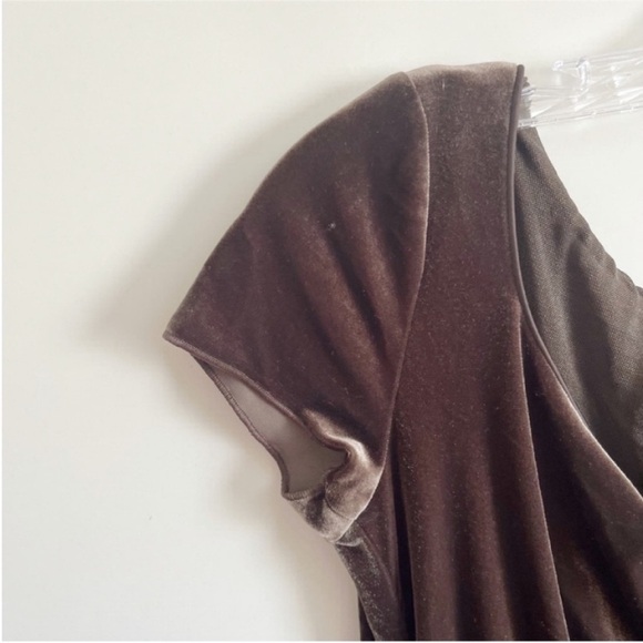 Armani Collezioni dress brown velvet ruched vintage designer fitted - Picture 4 of 8